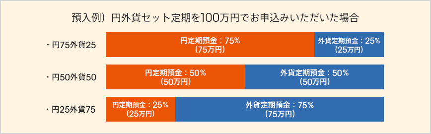 預入例）円外貨セット定期を100万円でお申込みいただいた場合